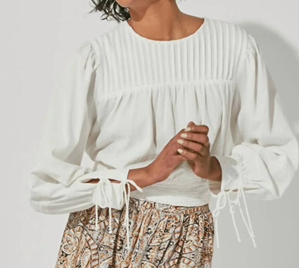 Cleobella Zuri Blouse Ivory Size Large NWT Tie in Back Rope Ties at Cuffs